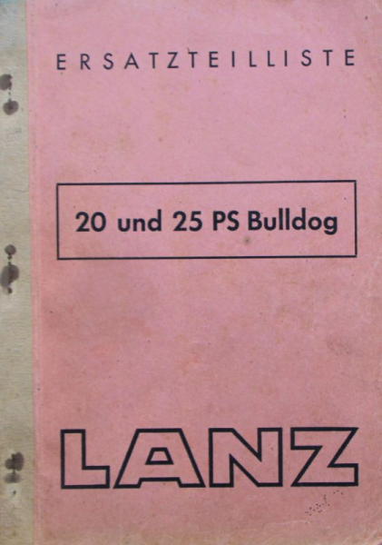 Lanz Bulldog 25 PS Sparepartlist 1942 (8007)